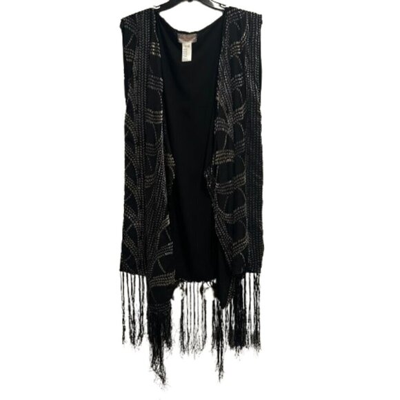 Free People Women’s Black and Silver Kimono Duster One size - Picture 1 of 8
